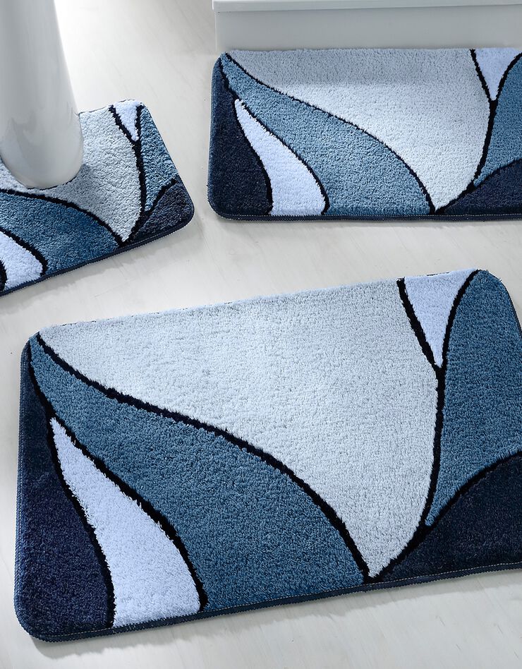 Tapis de bain motif végétal (bleu)