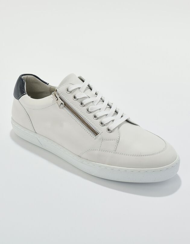 Basket cuir empiècement dos (blanc)