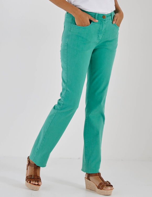 Pantalon droit sculptant, renfort gainant (vert)