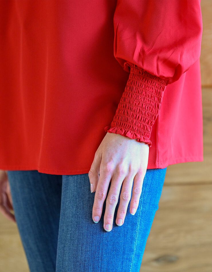Blouse smocks épaules unie (rouge) Blouse smocks épaules unie (rouge)