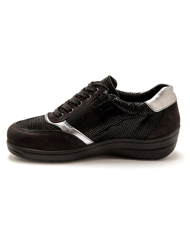 Derbies confort extra-larges lacés et zippés en cuir - noir (noir) Derbies confort extra-larges lacés et zippés en cuir - noir (noir)