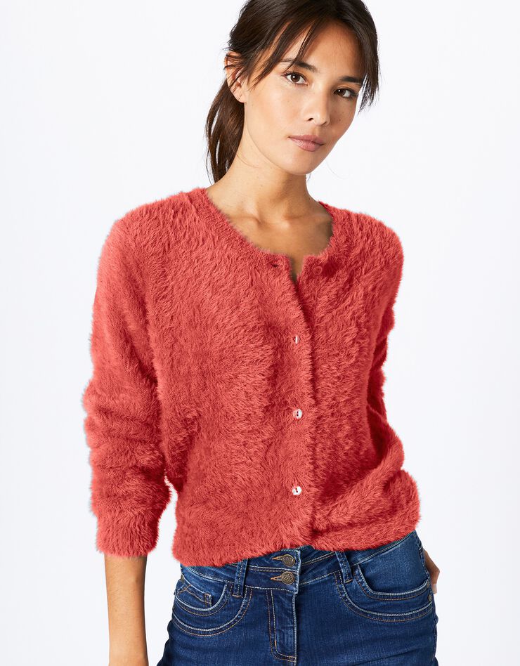 Cardigan en maille douceur (corail) Cardigan en maille douceur (corail)