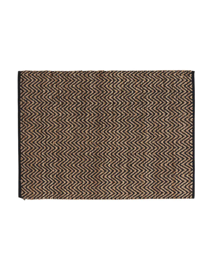 Tapis jute-coton imprimé - rectangulaire (jute/noir)