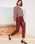 Blouse imprimée, détails nouettes (beige / bordeaux)