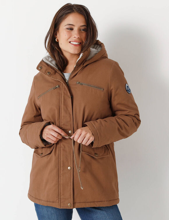 Parka déperlante doublée maille polaire (noisette)