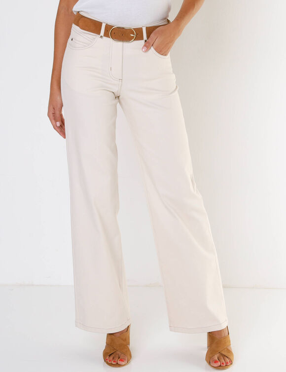 Pantalon couleur coupe large 5 poches (naturel)