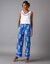 Pantalon large raccourci, imprimé bandana (bleu)