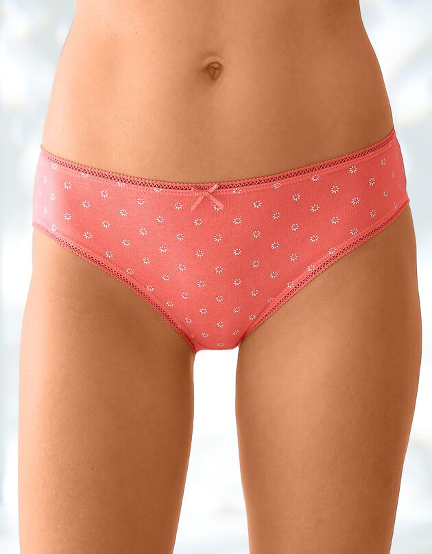 Slip coton forme midi imprimé motifs "plage" assortis – Lot de 4 (vert d'eau / corail)