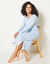 Chemise de nuit longue manches longues imprimé fleuri (bleu)