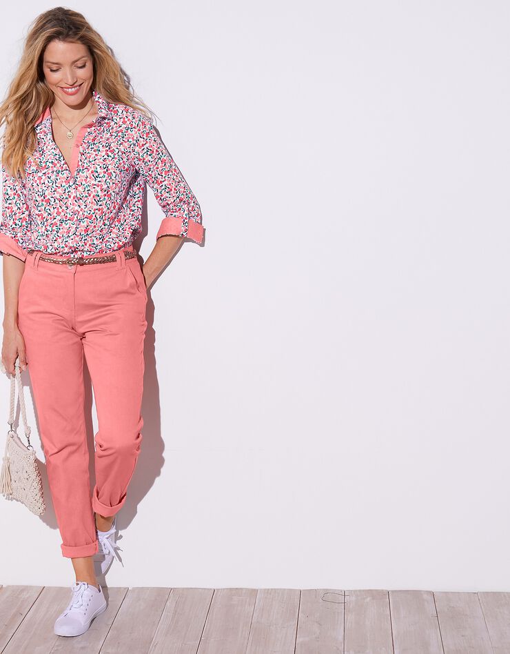 Pantalon chino stretch (corail clair)