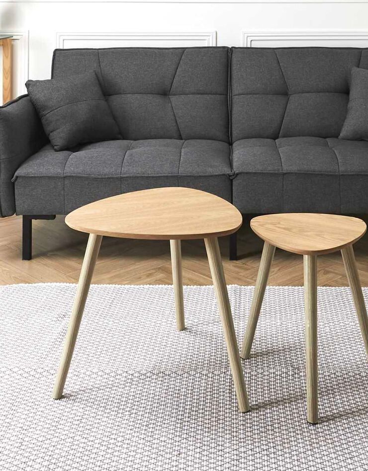 Tables gigognes en bois, plateau triangulaire - lot de 2 (naturel)