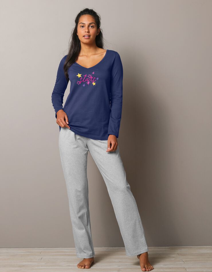 Pantalon de pyjama uni Estrella - coton (gris chiné) Pantalon de pyjama uni Estrella - coton (gris chiné)