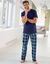Pantalon pyjama uni + carreaux bas droits - lot de 2 (bleu + marine)