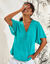 Tunique col macramé manches courtes (turquoise)