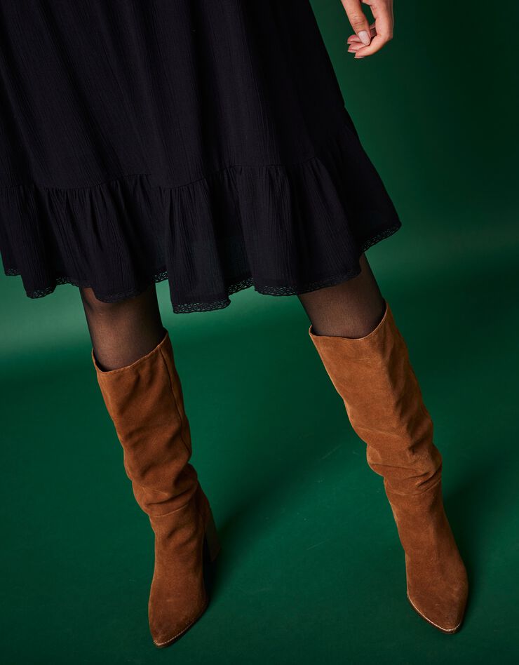 Robe bohème crépon uni (noir)