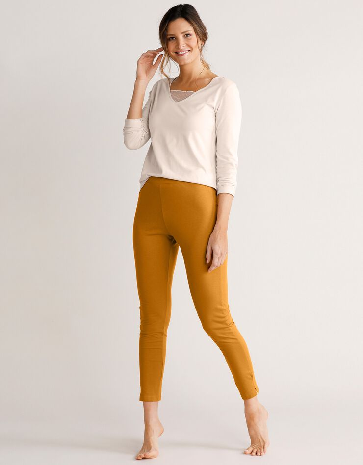 Pantalon fuselé uni taille élastiquée (ocre) Pantalon fuselé uni taille élastiquée (ocre)