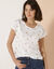 T-shirt col rond imprimé cerises dorées (blanc / doré)