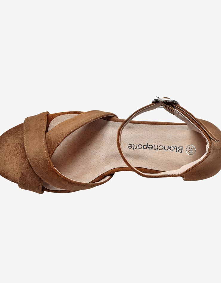 Sandales à talon dessus croisé (beige foncé) Sandales à talon dessus croisé (beige foncé)