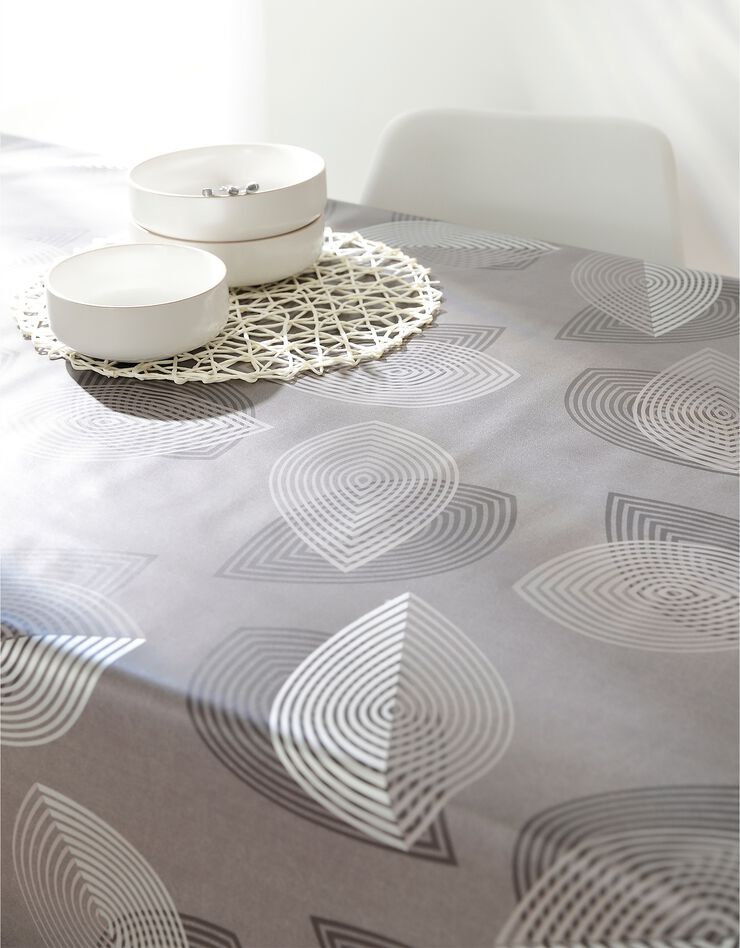 Nappe toile cirée motifs feuilles (gris anthracite)