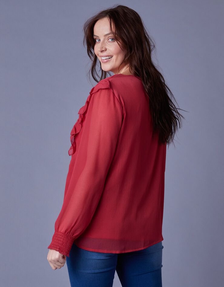 Blouse en voile à volants (rouge) Blouse en voile à volants (rouge)