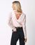Blouse décolleté festonné dos, manches dentelle (rose poudré)