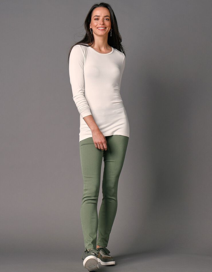 Tee-shirt uni col rond viscose stretch (blanc cassé) Tee-shirt uni col rond viscose stretch (blanc cassé)