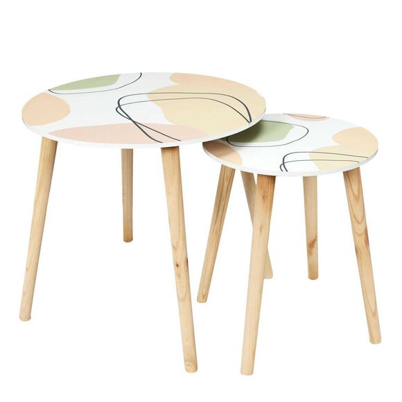 Tables gigognes, plateau motifs abstraits - lot de 2 (multicolore)