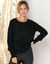 Pull dos dentelle, maille poilue (noir)
