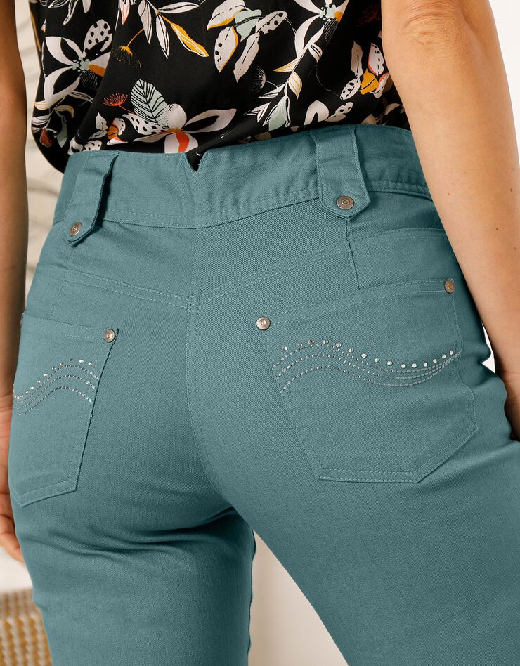 Pantalon droit taille haute effet denim - petite stature (vert grisé) Pantalon droit taille haute effet denim - petite stature (vert grisé)