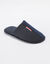 Chaussons mules unis bande rayée (bleu)