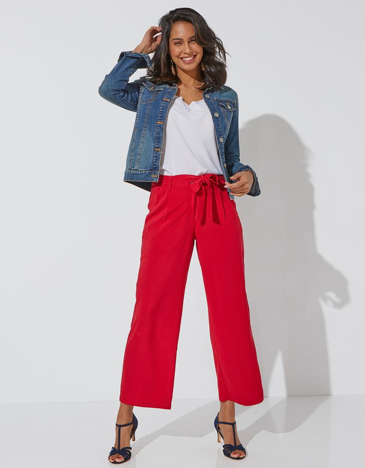 Pantalon ceinturé large fluide (rouge) Pantalon ceinturé large fluide (rouge)