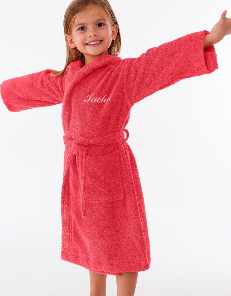 Peignoir enfant éponge à capuche personnalisable (corail) Peignoir enfant éponge à capuche personnalisable (corail)