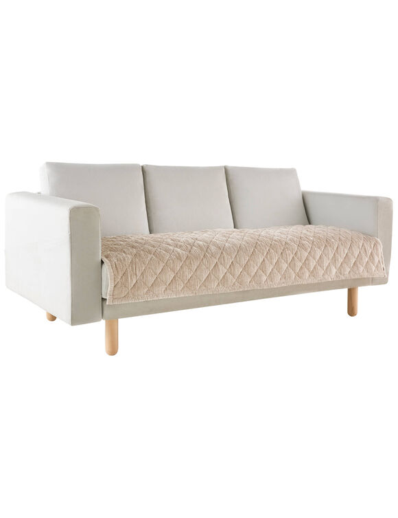 Prot&egrave;ge-assise canap&eacute; chenille matelass&eacute;e antiglisse (gr&egrave;ge)