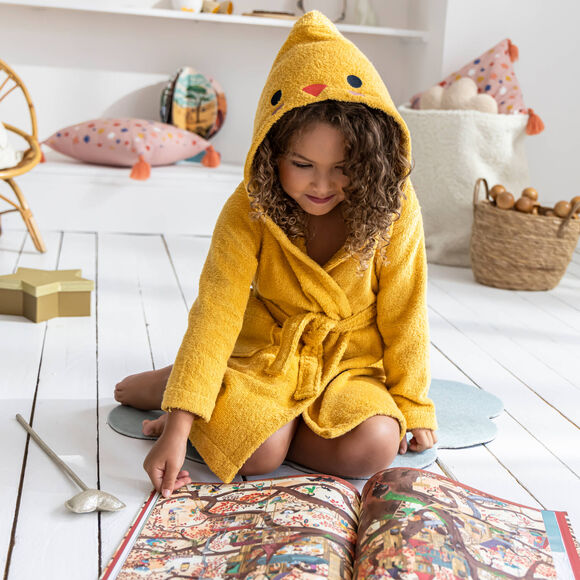 Peignoir de bain déguisement enfant poussin éponge coton - 340 g/m² (jaune)