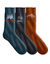Chaussettes maille c&ocirc;tel&eacute;e jacquard - lot de 3 paires  (marine + bleu + orange)