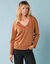 T-shirt col V spécial Petites fil brillant (noisette)