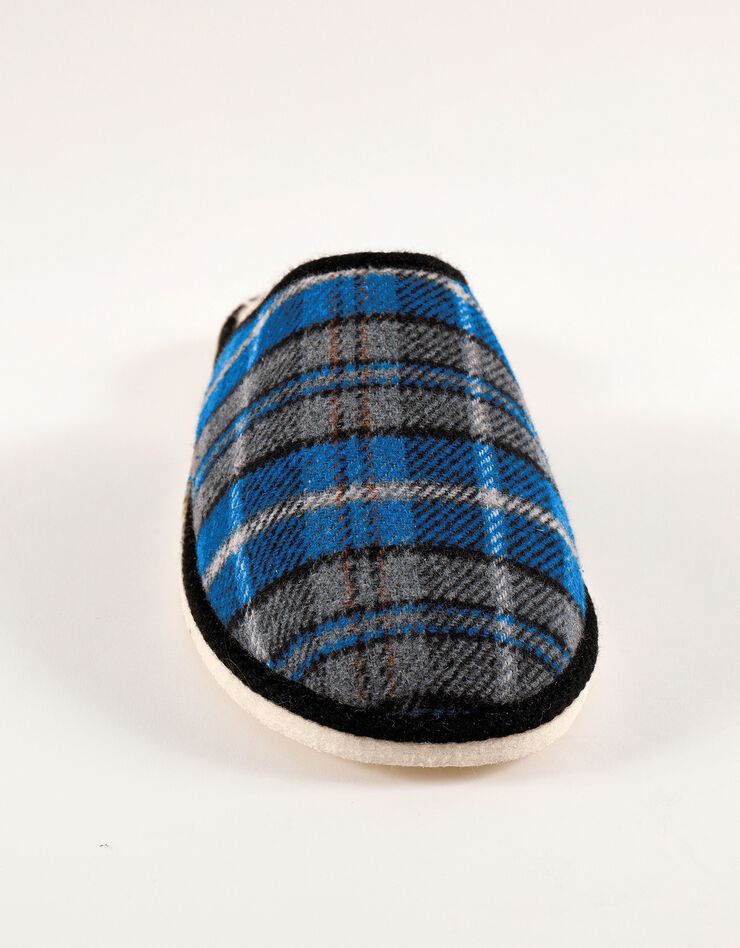 Mules homme silencieuses fourrées laine (carreaux marine) Mules homme silencieuses fourrées laine (carreaux marine)