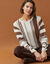 Pull blousant &agrave; rayures verticales, volume loose (beige / chocolat)