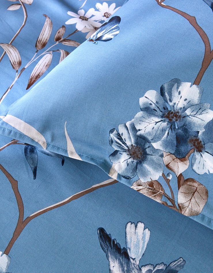 Linge de lit Anne en coton (bleu grisé)