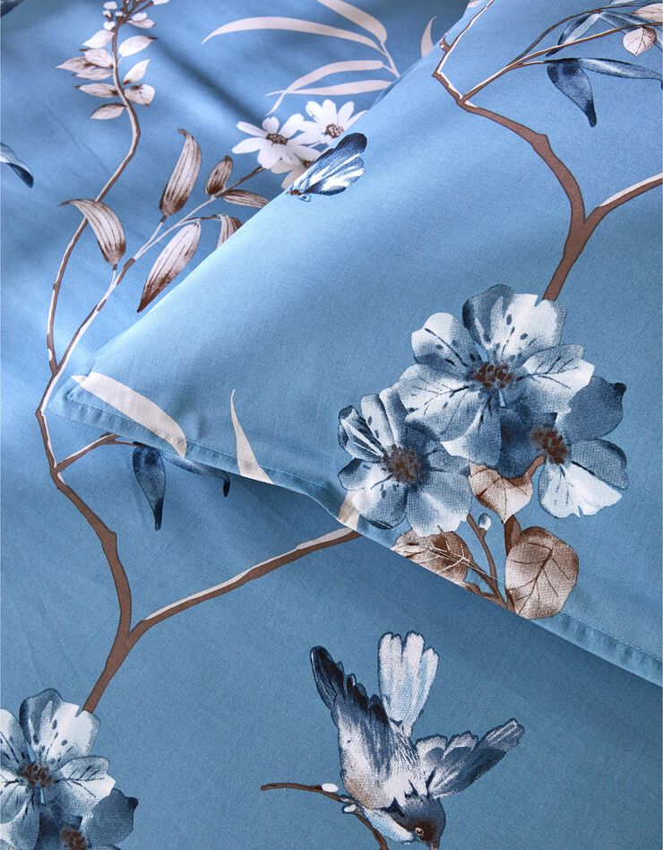 Linge de lit Anne en coton (bleu grisé)