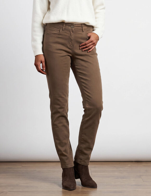 Pantalon droit gainant - petite stature entrej. 75 cm (marron)