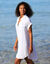 Robe de plage unie, crépon (blanc)