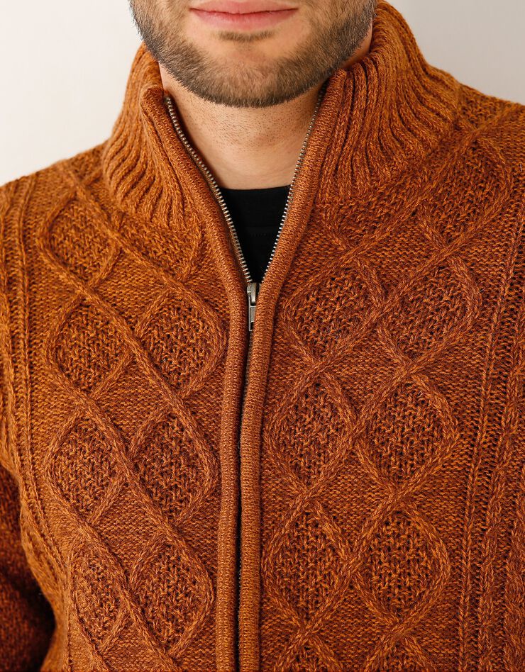 Gilet zippé irlandais homme (cuivre chiné) Gilet zippé irlandais homme (cuivre chiné)