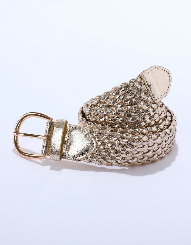 Ceinture tressée boucle ovale (doré)