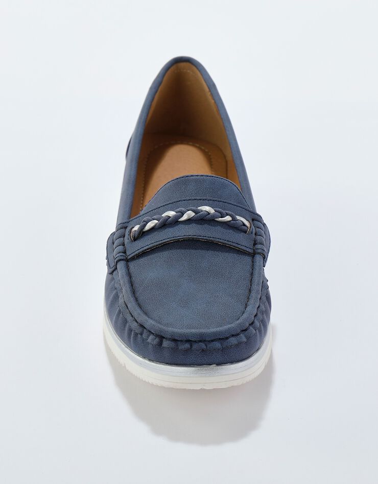 Mocassins bande fantaisie semelle blanche (marine)
