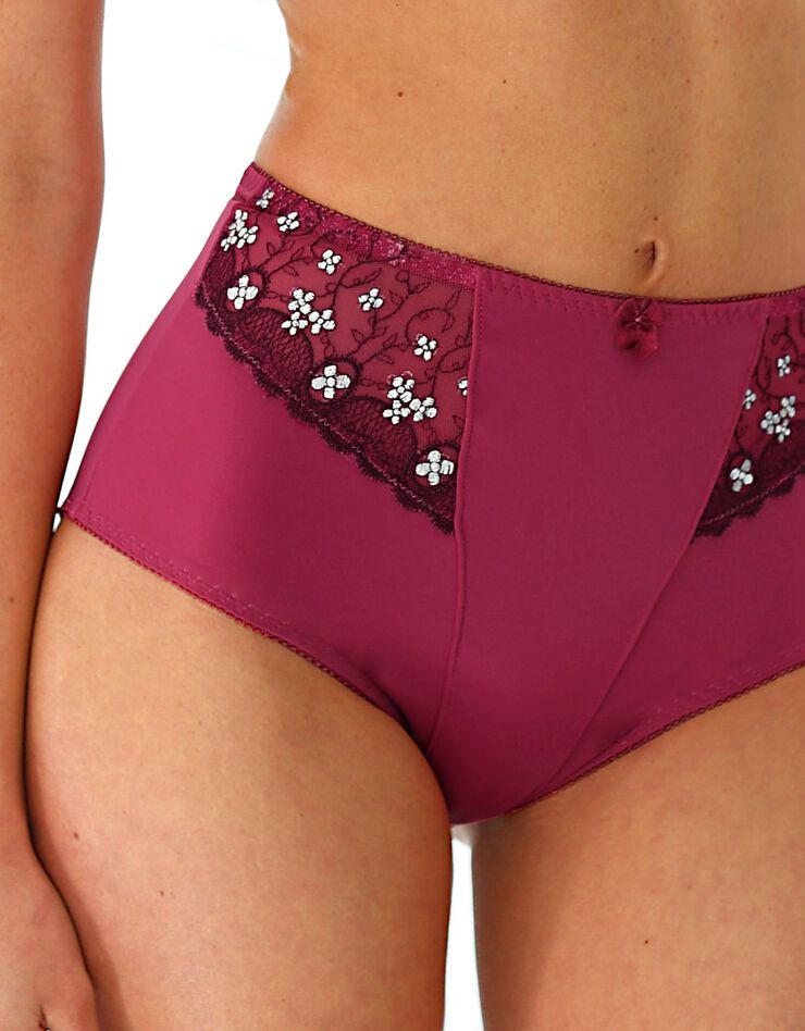 Gainette microfibre tulle brodé Caminata (cerise) Gainette microfibre tulle brodé Caminata (cerise)