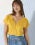 Tee-shirt col tunisien manches courtes, uni (curry)