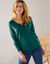 Cardigan boutonné col rond uni (vert émeraude)