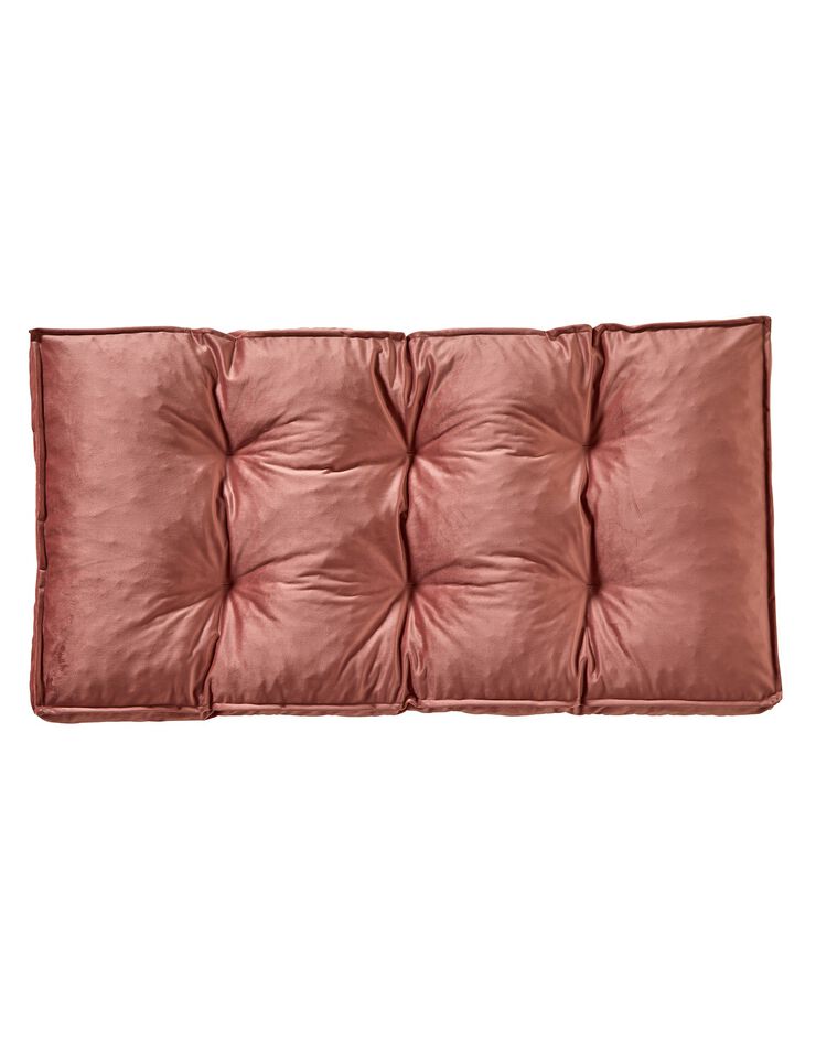 Long coussin de sol bi-matière velours/coton uni (rose poudré) Long coussin de sol bi-matière velours/coton uni (rose poudré)