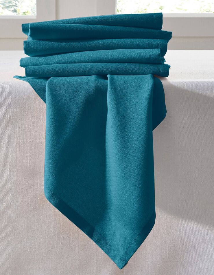 Serviette de table unie - lot de 6 (bleu canard)